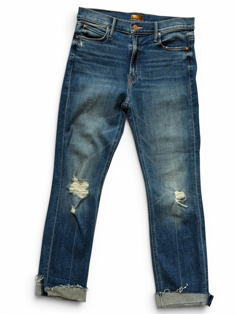 MOTHER Mid Rise Dazzler Ankle Step Fray Jeans Blue size 29 - Picture 3 of 9